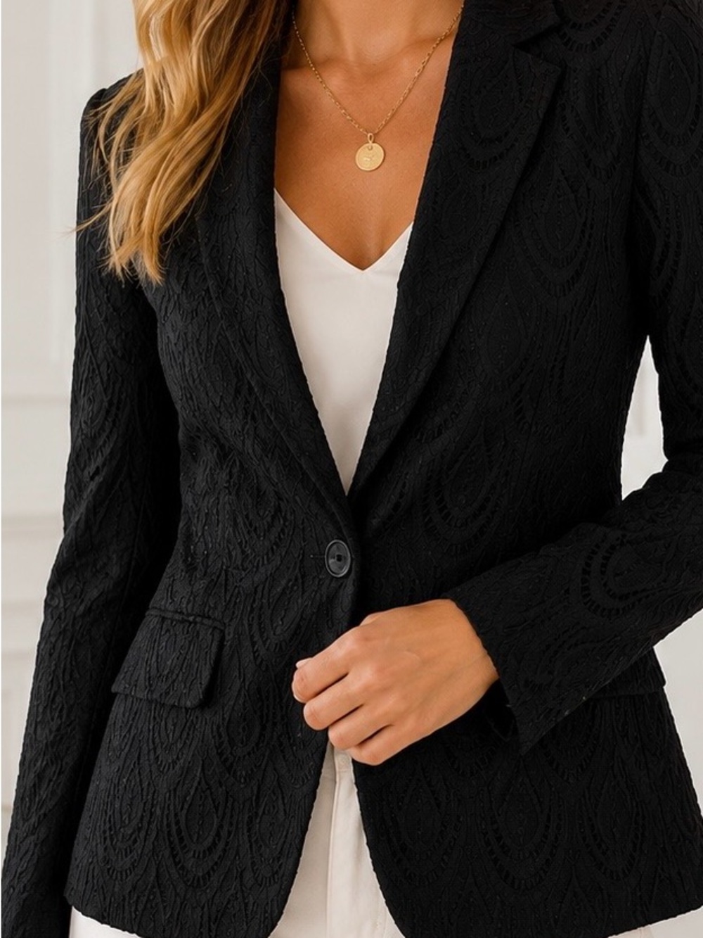 Lilly Pulitzer Campbell Feather Lace Blazer Size 4 Jacquard Single-Button Jacket
